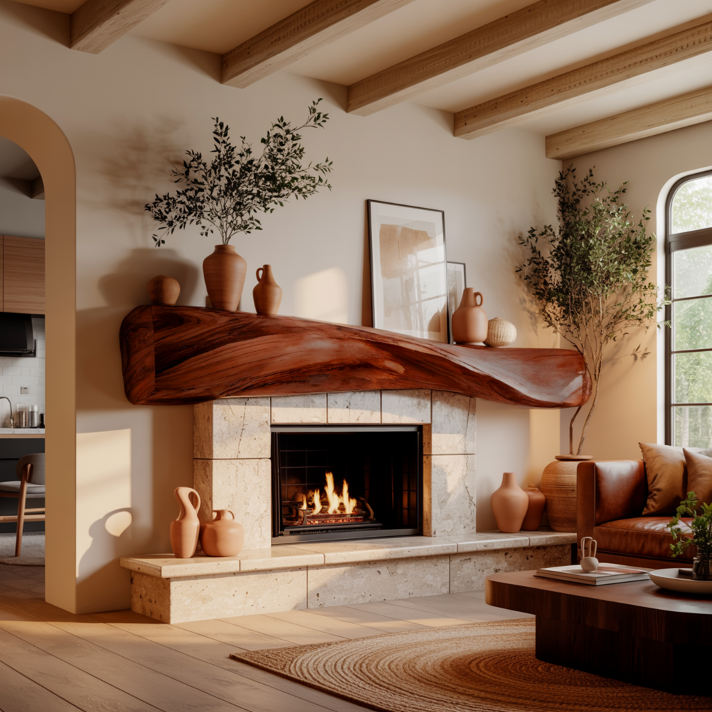Lunor Waveform Solid Wood Fireplace Mantel Shelf