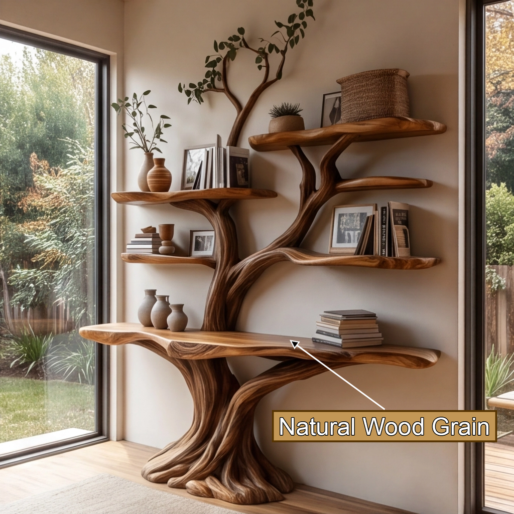 Vaelor Sculpted Solid Wood Console Table With Shelves