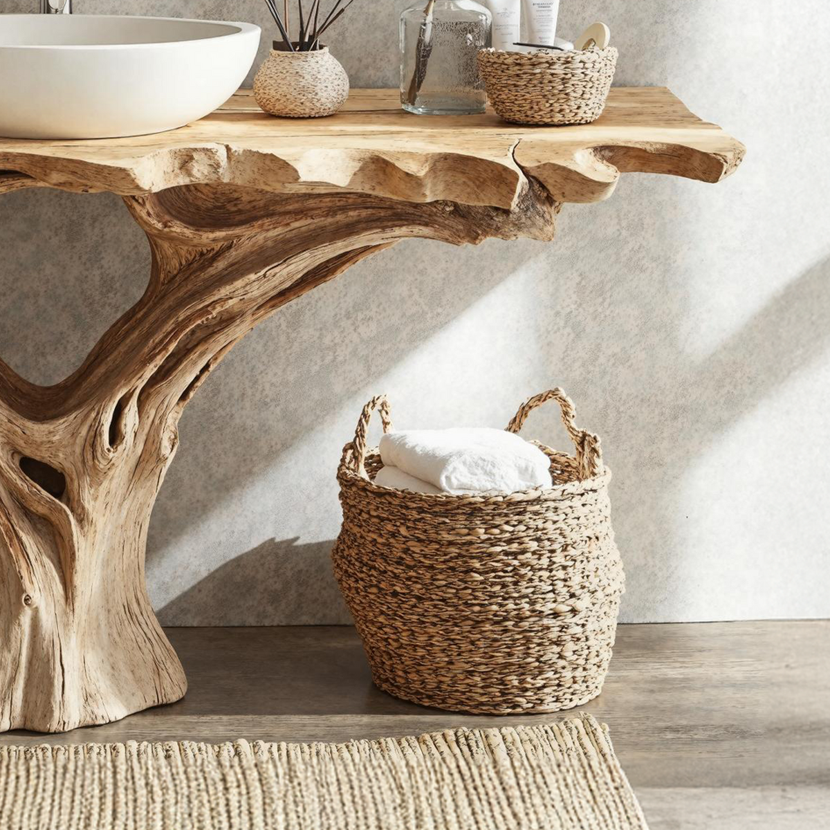 Farmhouse Natural Wood Bathroom Vanity For Relaxing Bathrooms